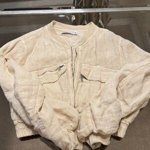 Zara Cream Bomber Jacket